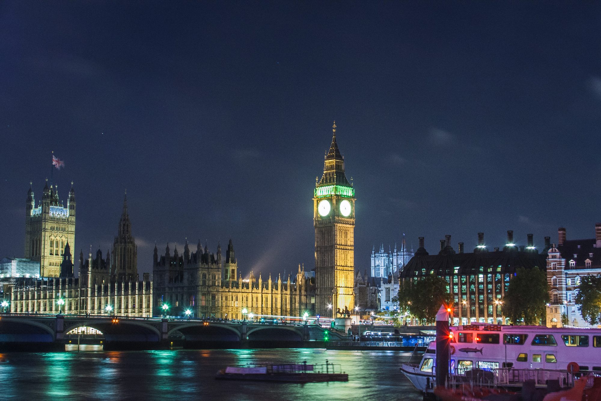 Palace of Westminster at night, London